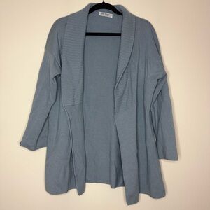 AMINA RUBINACCI Wool Cashmere Blend Baby Blue Open Front Cozy Knit Cardigan